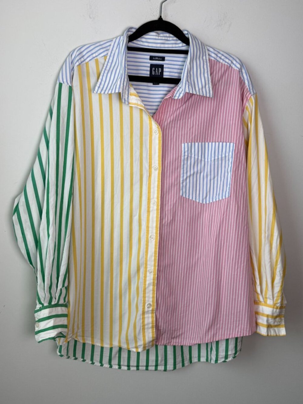 Gap Womens The Big Shirt Multi Stripe Combo Large Petite Streetwear Oversized